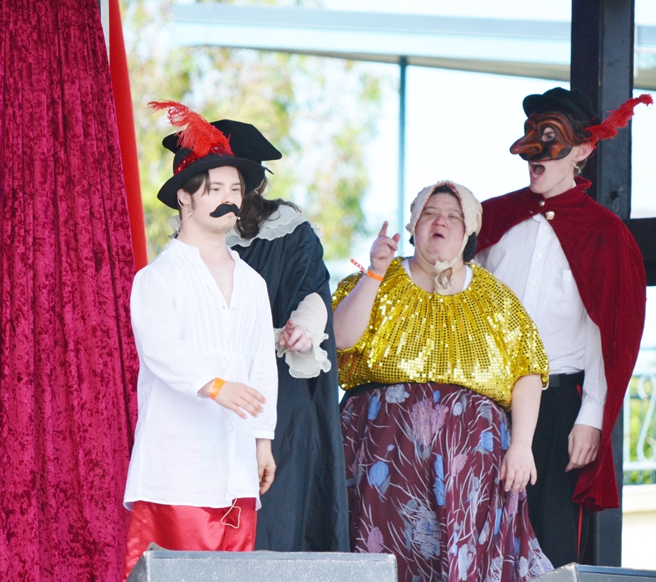 Three actors on stage
